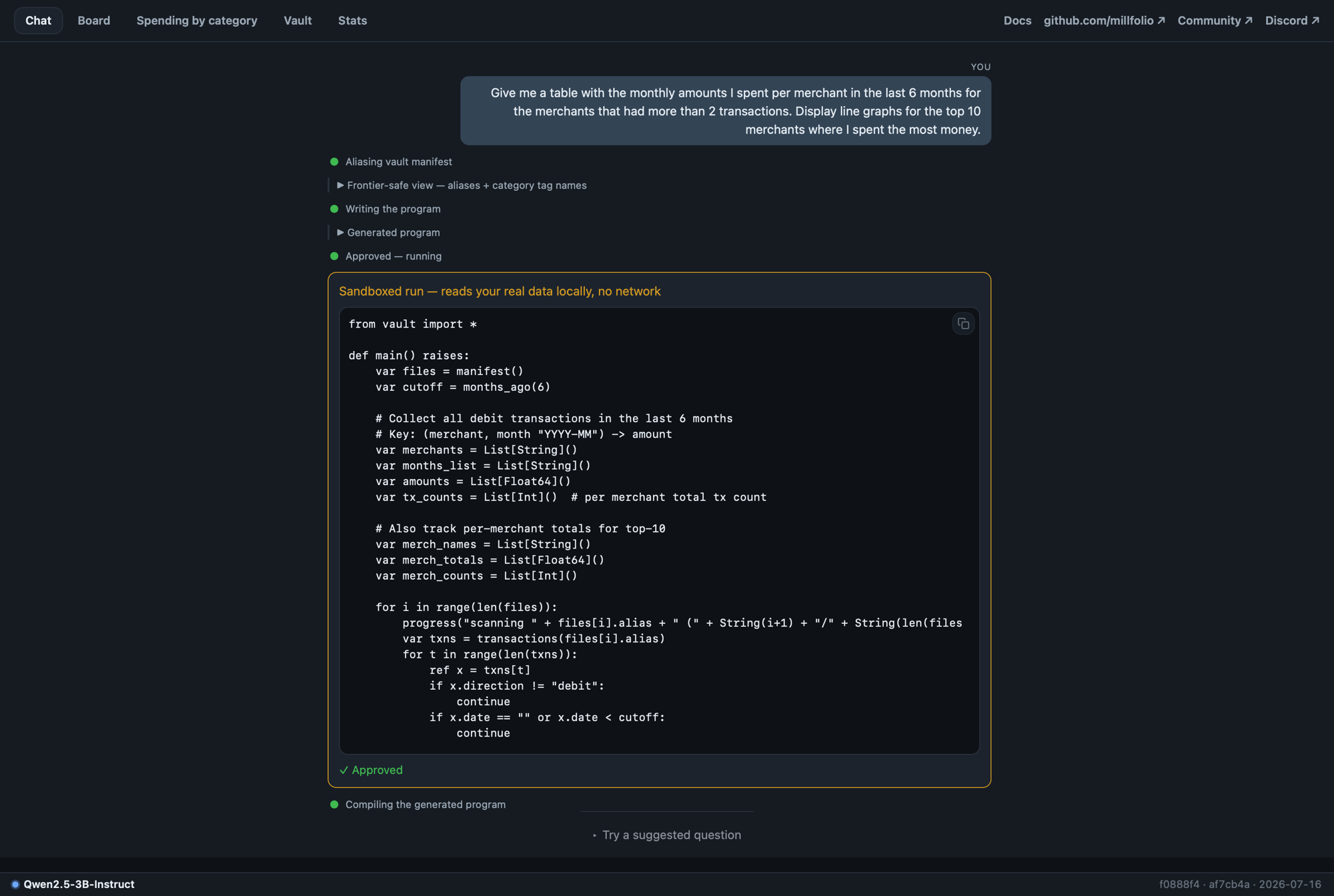 chat and generated program